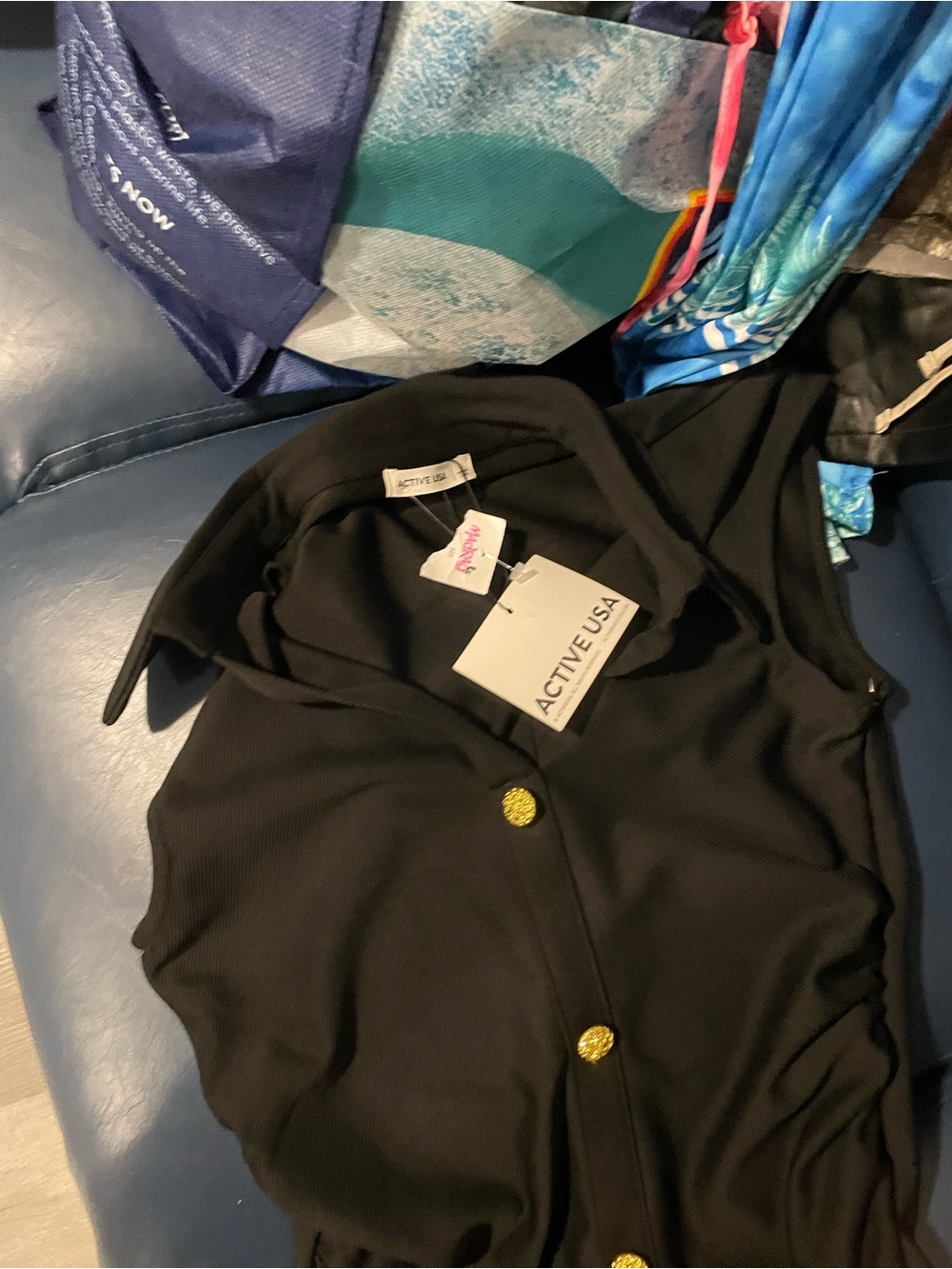 Active USA Black Blazer with Gold Buttons